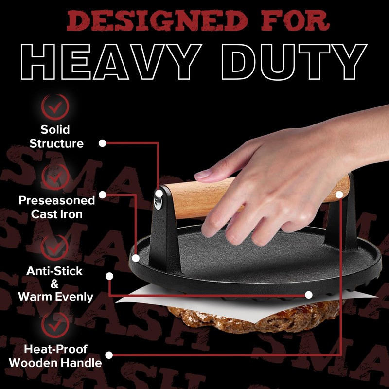 Grilliance 5pcs Smash Burger Press Kit, 3 in 1 Hamburger