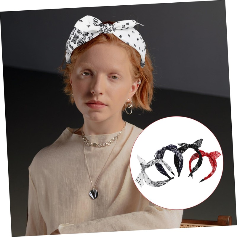 Mikinona 4pcs Bowknot Headband for Parties Ethnic Style Wide-brimmed Hairbands