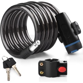 Cable Candado Flexible, KEVOSOK Candado de Bicicleta Antirrobo con Llave, Seguridad Candado de Cable para Bicicletas, Motos, Scooters, 120cm