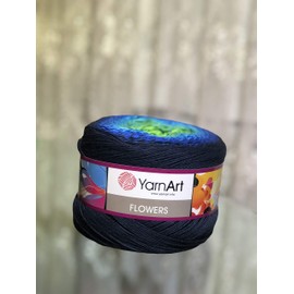 Yarn Art Hilo de flores 55% algodón, 45% acrílico, 250 g, 1094 yardas, hilo de algodón multicolor, hilo de ganchillo arcoíris, primavera verano 2 (300)