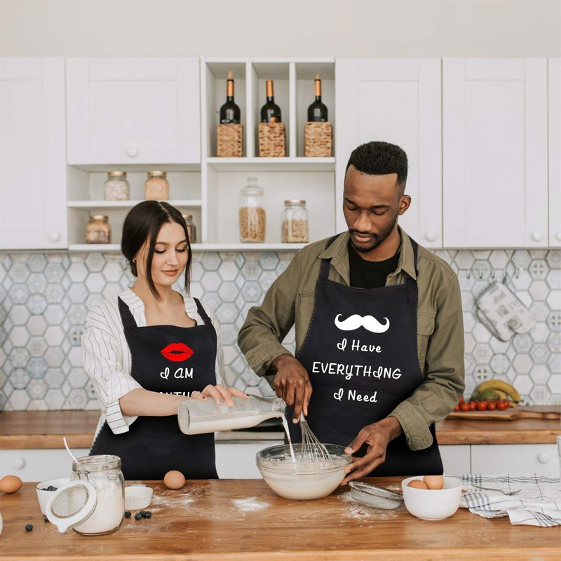 Rosoz 2-Piece Funny Kitchen Apron Set, Bridal Shower, Engagement, Wedding