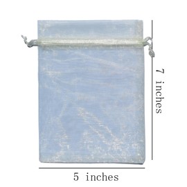 Pack of 100 Gift Organza Bags with Drawstring 5x7 inch Ivory for Baby Shower,Christmas,Party Favors,Birthday,Wedding Guests,Bridal Shower Sheer Fabric Clear Mesh Sachet for Jewelry,Candy,Earring