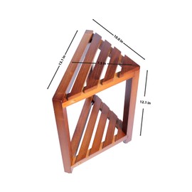 ChikiTeak Teak Corner Shower Stool – Waterproof 12” Teak Shower Bench with Shelf - Ideal Shower Stool for Inside Shower & Shaving Legs