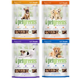 Pet Greens Natural Soft-Chew Dog Treats Infused with Supergreens, Healthy Salmon, Roasted Chicken, Tasty Lamb and Bacon and Cheese Flavors, 6 Ounces Per Pack (4 Pack Variety Pack)