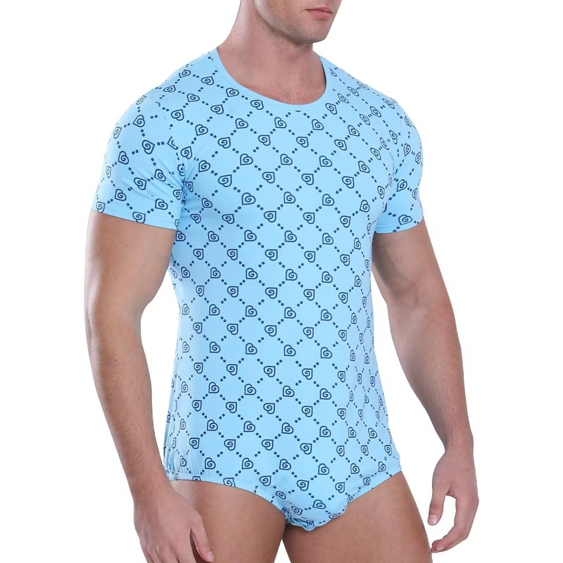 Landofgenie Mens Onesie Short Sleeve Pajamas One Piece Romper Basic