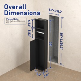 Bernkot in Wall Toilet Paper Niche w/Shelf, Recessed Toilet Roll Holder for Bathroom Remodeling, 304 Stainless Steel Covered Brush Holder (Matte Black)