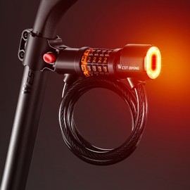 Bicycle Safety Lock Bike Motorcycle AntiTheft Elasticity Locks 5 Digits Combination Password Road Bike Steel Cable Lock Portable Cycle Lock with Light