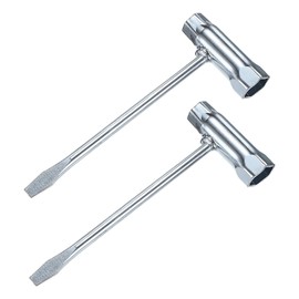 M METERXITY 2-Pack Chainsaw Scrench 13mm by 19mm Steel Combination Screwdriver and Wrench Slotted Screwdriver t Wrench for Spark Plug/Saws Chains/Nuts [2mm Thick, Silver Tone]