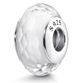 MATERIA by Matthias Wagner Murano Glass Beads Charms Pendant 925 Silver Faceted with Thread, Glass