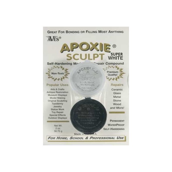 Aves Apoxie Sculpt Super White - 2 Part Modeling Compound (A & B) - 1/4 Pound, Super White