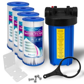 Ronaqua High Capacity Blue Whole House Water Filter System with Pleated Sediment Filter