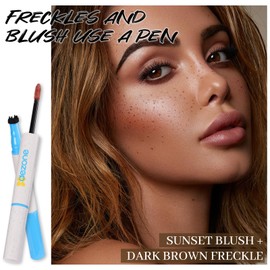 Prreal Freckle Blush Makeup Pencil, 2 in 1 Lifelike Liquid Freckle Pen Quick-dry, Cream Liquid Blush for Cheeks Face Makeup,02