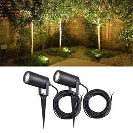 SL Lighting 2 Packs Outdoor Garden Spike Lights IP65, GU10 Path Lights, Small Discreet Ground Spot Lights for Outside, Backyard, Home