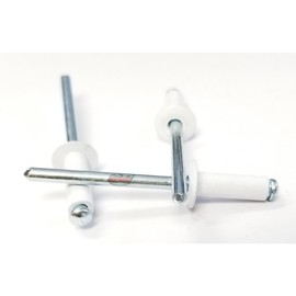 White 3/16" Blind Pop Rivets Aluminum Large Head with Steel Mandrel Fasteners .250 - .375 Grip Range