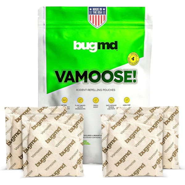 Branded BugMD Vamoose - Rodent Pouches (4 Pack), Plant-Powered Rat.