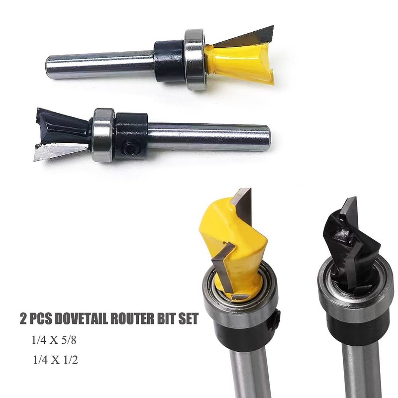 Dovetail Router Bits 2PCS 1/4 Inch Shank Dovetail Joint Router