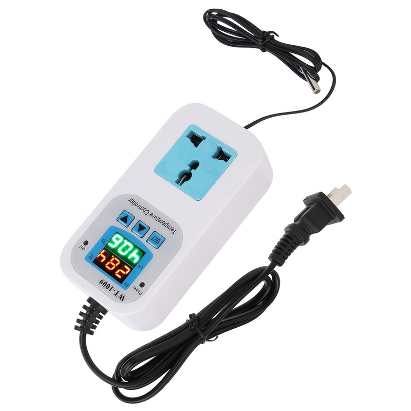 Temperature Controller Digital Dual Display Electronic Control Socket 10A WT‑1009