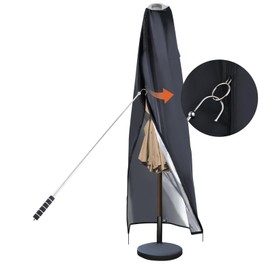 Solar Parasol Covers, Waterproof, for Solar LED Parasol of 330 cm / 390 cm, Outdoor Patio Umbrella Cover, 420D Garden Umbrella Cover with Transparent Window Top (185 x 20 x 85 x 60 cm)