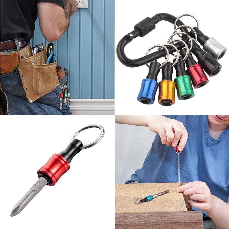 Teocpai 1/4" Hex Shank Screwdriver Bit Holder Portable Key Ring
