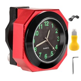 Motorcycle Handlebar Watch, Motorcycle Watch Waterproof - Aluminium Alloy Quartz Watch with Luminous Function, Digital Handlebar Watch for Motorcycles, Bicycles & Electric Vehicles (Red)