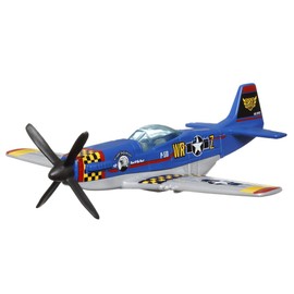 Matchbox Sky Busters Inspired By North American P-51 Mustang Aircraft - HLH99 ~ Blue, Silver & Yellow Single Seater Fighter Plane ~ Includes Play Mat