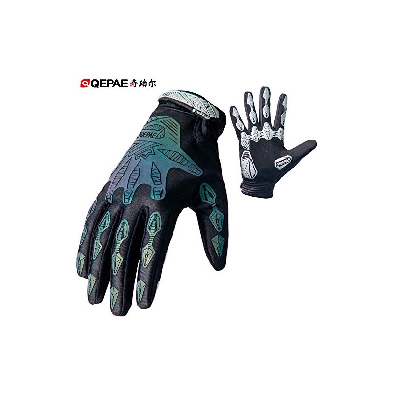QEPAE Reflective Cycling Gloves Sports Gel Gloves (Black, M)