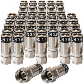1STec 50 x RG59 Cabelcon 3.9 Crimp on compression Hex head screw type male F-connector plugs for coaxial aerial cables used by Virgin Media Digital coax signal lead broadband TiVo TV Box Cablecon