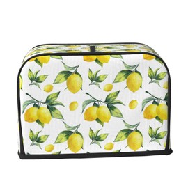 Fruits Yellow Lemon Toaster Cover 2 Slice Bread Maker Cover with Pockets Kitchen Small Appliance Dustproof Cover Fingerprint Protection Bread Oven Cover Home Decorative