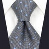 SHLAX&WING Men's Necktie, Gray, Blue, Dot, Men's Silk Business, 8cm