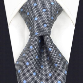 SHLAX&WING Men's Necktie, Gray, Blue, Dot, Men's Silk Business, 8cm x 147cm Necktie