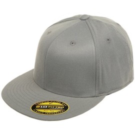 Flexfit Original - Gorra Plana Ajustada 210 en Blanco con Visera Plana para Sombrero de Pico Plano, Talla Grande/XL, Color Gris Oscuro, Gris, Large-X-Large