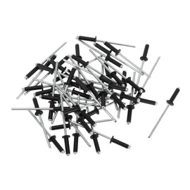 Partuto 50 Pcs Dome Head Large Flange Blind Rivets Aluminum Black Silver Tone 3.2mm Grip Diameter 8mm Grip Length 6.7mm Flange Diameter