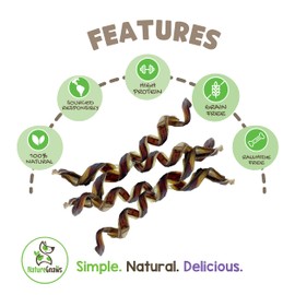 Nature Gnaws Pork Bully Stick Springs for Dogs 7-8" (12 Count) - Long Lasting for Small and Medium Dogs - Natural Bacon Dog Chew Treats - Rawhide Free