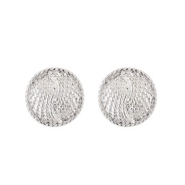 Vintage Round Button Clip On Earrings Non Pierced Earrings Gold Silver Clip Earrings Big Hammered Disc Clip Earrings Hammered Dome Half Hoop Clip On Earrings Jewelry for Women -Silver 2