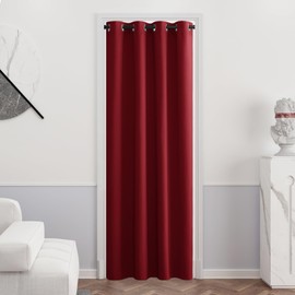 PONY DANCE Thermal Blackout Curtain - Red Curtain Light Blocking Eyelet Top Drape Christmas Decor for Door, Windows Treatment Energy Saving, 1 Piece, Wide 52 in by Drop 84 inch, Red