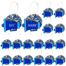 24 Pcs Cheer Luggage Tag for Suitcases Travel Labels with Metal Ring Cheer Megaphone Pom Poms Metal Ring PVC Cheerleading Cheer Keychain Bulk Cheerleading Gifts for Team DIY Backpack Bag Charms