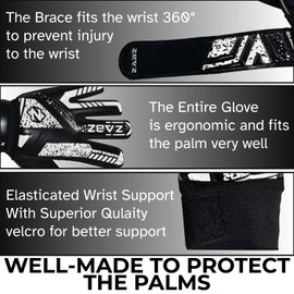 ZABZ Goalkeeper Gloves Non-slip Latex Material Soccer Goalie Football Goalkeeping Gloves Wrist Protection For Kids Youth and Adults (White, Size 6 suitable for 13 to 15 years old)