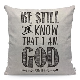 WONDERTIFY Be Still And Know That I Am God Cushion Cover Biblical Psalms Decorative Throw Pillow Covers, Sofa Pillow Case 45X45 Cm