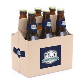 Big Dot of Happiness Daddy's First Milestones - Decorations for Men - 6 Beer Bottle Label Stickers and 1 Carrier
