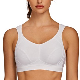 AGONVIN Women's High Impact Support Wirefree Bounce Control Plus Size Workout Sports Bra White 40D