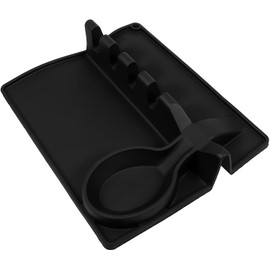 Soporte para Cucharas de Silicona Negro 4 1 para Encimera Reposacucharas Cocina Resistente para Espátulas Pinzas y Cucharones Accesorio Práctico para Estufa y Organización de