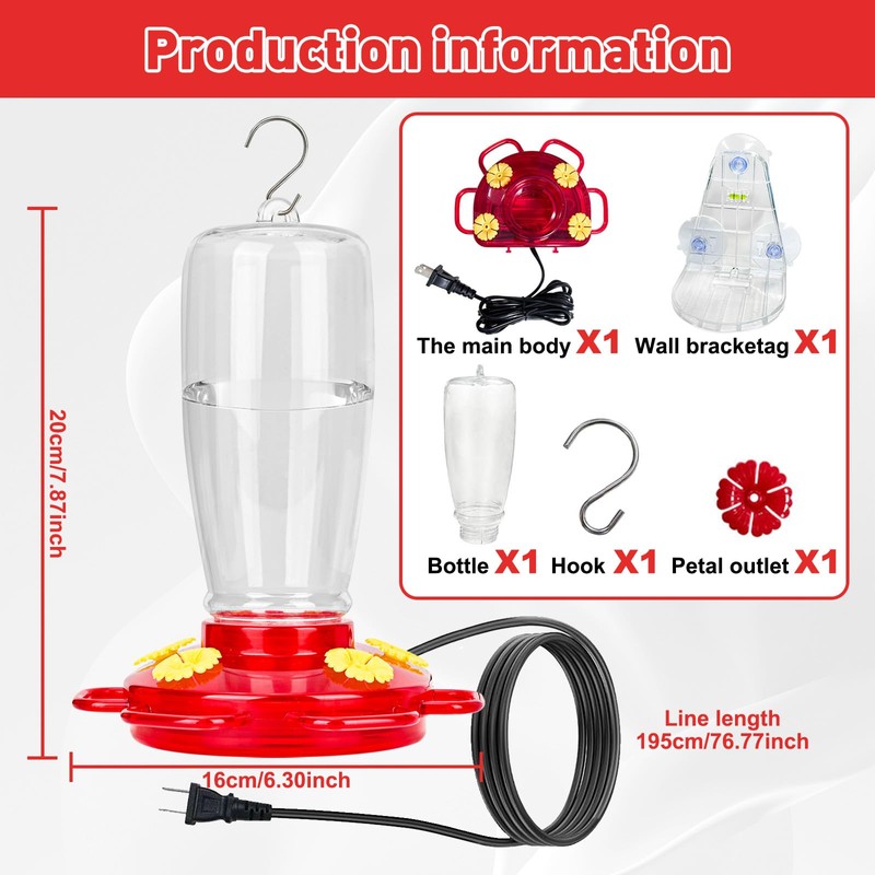 2 in 1 Heated Hummingbird Feeder for Outdoor, 66℉ Constant