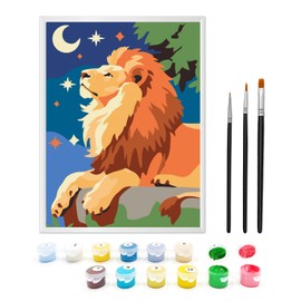 Zimrobin Painting by Numbers from 5 6 7 Years Girls and Boys, Painting by Numbers for Children with Frame, 3 Brushes and Acrylic Paints, 18 x 24 cm (Golden Lion)