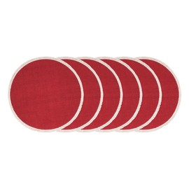 C&F Home Fringed Cherry Round Placemats Set of 6 15" Red
