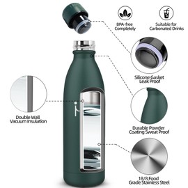 Motswedi Thermos Flask, 1 Litre, BPA-Free, Stainless Steel, Vacuum Insulated, Stainless Steel Drinking Bottle, Double-Walled, Water Bottle, Water Bottle for School, Travel, Sports, Bike, Yoga, Army