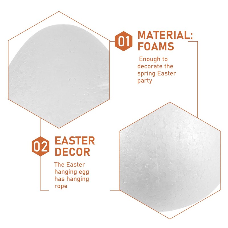 Toddmomy 2Pcs 8 Inch Large White Foam Eggs for Crafts