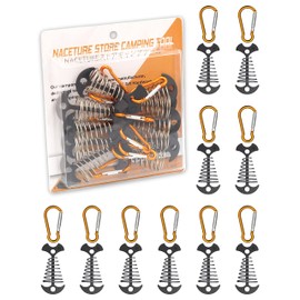 NACETURE Wood Deck Pegs, Universal Fittings, For Camping Tents, Pegs, Anchors, Carabiners, Spring Set, Aluminum, Universal Fittings, Set of 10 (10 Claws)