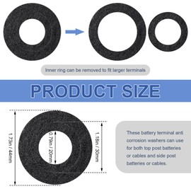Nuanchu 50 Pcs Battery Terminal Anti Corrosion Washers Fiber Battery Terminal Protector Battery Post Shims Battery Anti Corrosion Pads for Car Marine Battery, Black