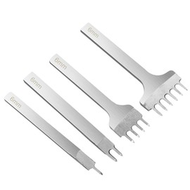 Leather Prong Punch - 4X Leather Craft Punch Prong Tool Set,Steel Puncher Leathercraft Supplies for Studio Home Traveling Use