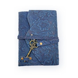OVERDOSE Handcrafted Blue Flower Antique Journal with Treasure Key Closure - For Drawing Sketchbook Scrapbook Writing Notebook Daily Diary Notebook - Size - 5 x7 inches | 12 x 17 cm | A6